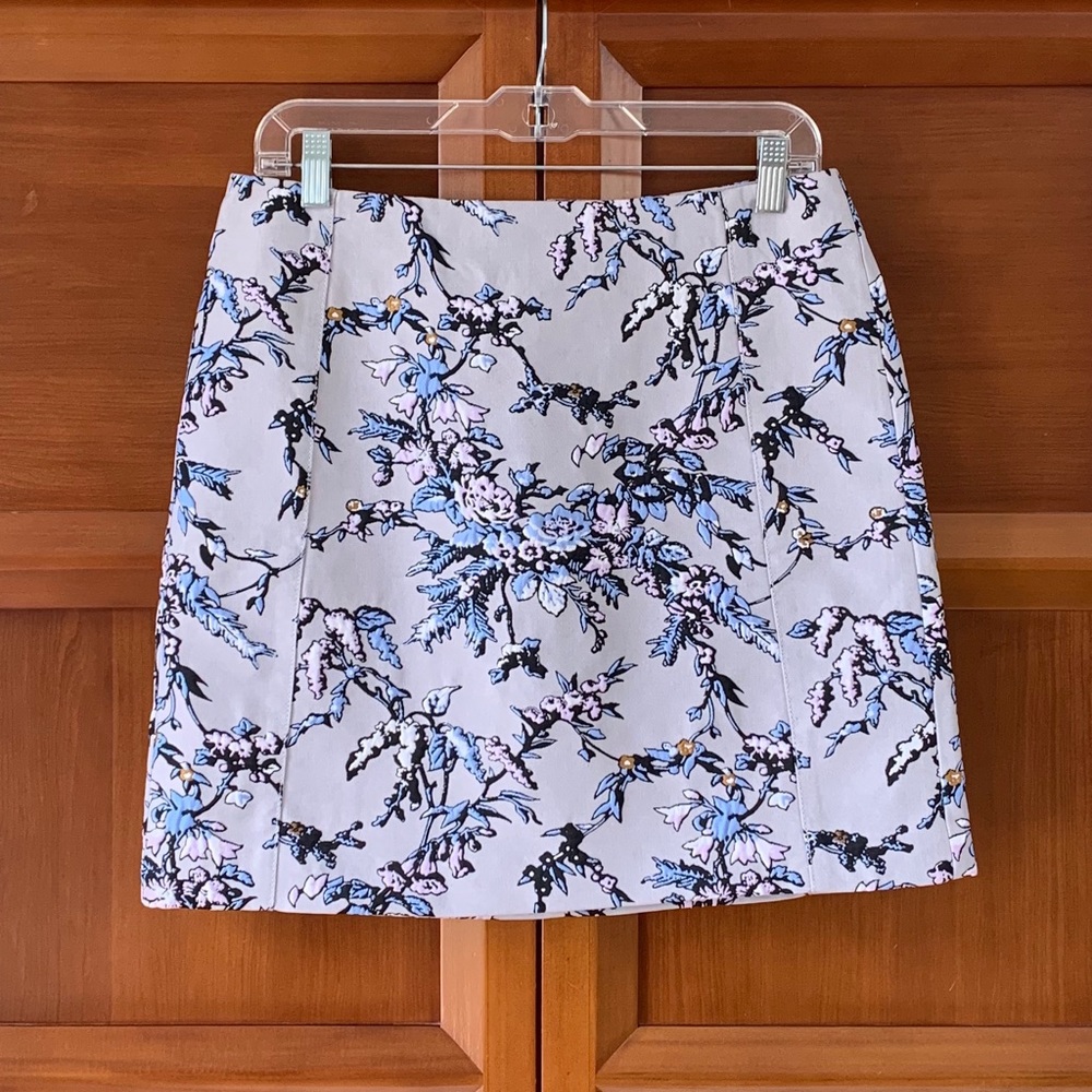 Loft Silver Floral Tapestry Skirt